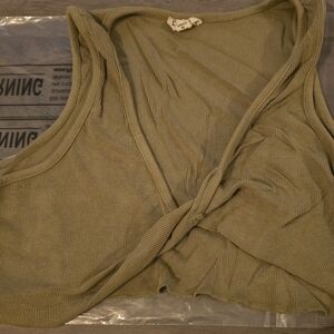 POL Army Green Ribbed Halter Top/Bralette